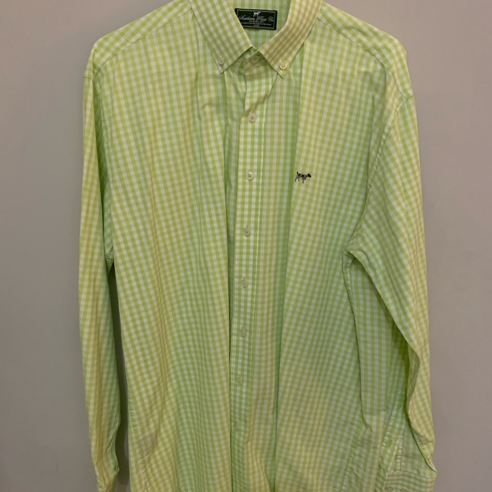 Southern Point Co Size L Lime Green Gingham Checked Shirt Men's